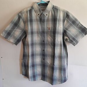 Carhartt Relaxed Fit Men’s Gray Plaid Short Sleeve Shirt Size Medium